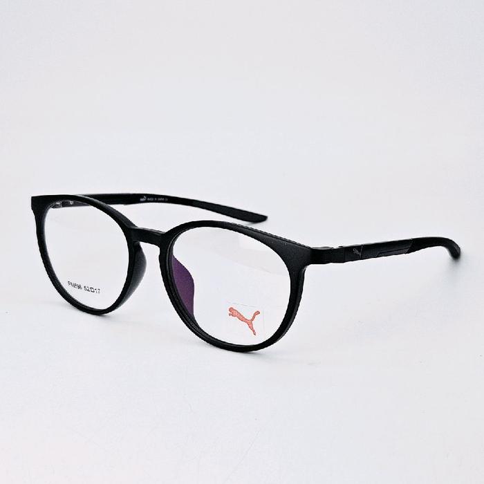 frame kacamata sporty pria wanita Puma 598 bulat Full Hitam Doff bisa Lensa Minus Cylinder Blueray P