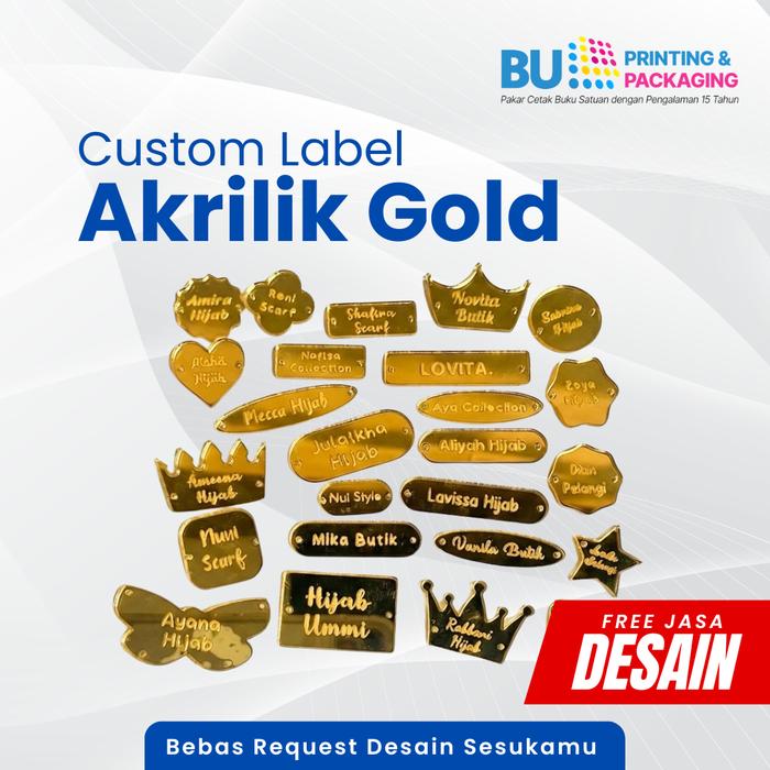 Label Akrilik Gold Rebranding Brand | Label Baju Akrilik | Label Baju Gamis Rebranding | Label Akril