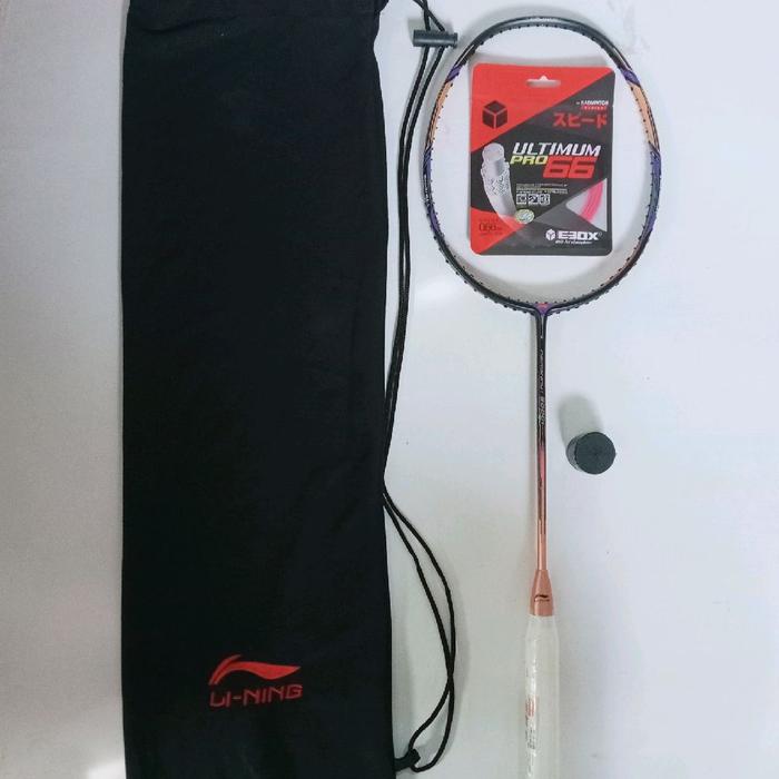 Li-Ning Raket Badminton Aeronaut 9000 Berbahan Full Carbon Graphite 30 lbs dengan Senar dan Tas Olah