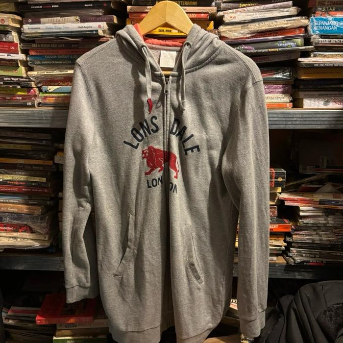 ORIGINAL LONSDALE LOND DALE HOODIE JACKET ZIPPER JAKET MISTY GREY ABU GRAY SIZE L