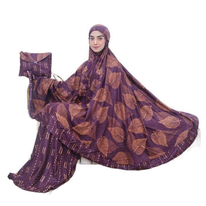 Mukena Rempel Motif Daun Teratai Bahan Rayon No 1