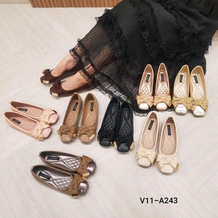 VALERiE Sepatu Flat Import V11-243 Size 36-41 Shoes Wanita Flat Standart dengan Pilihan Warna Gold K