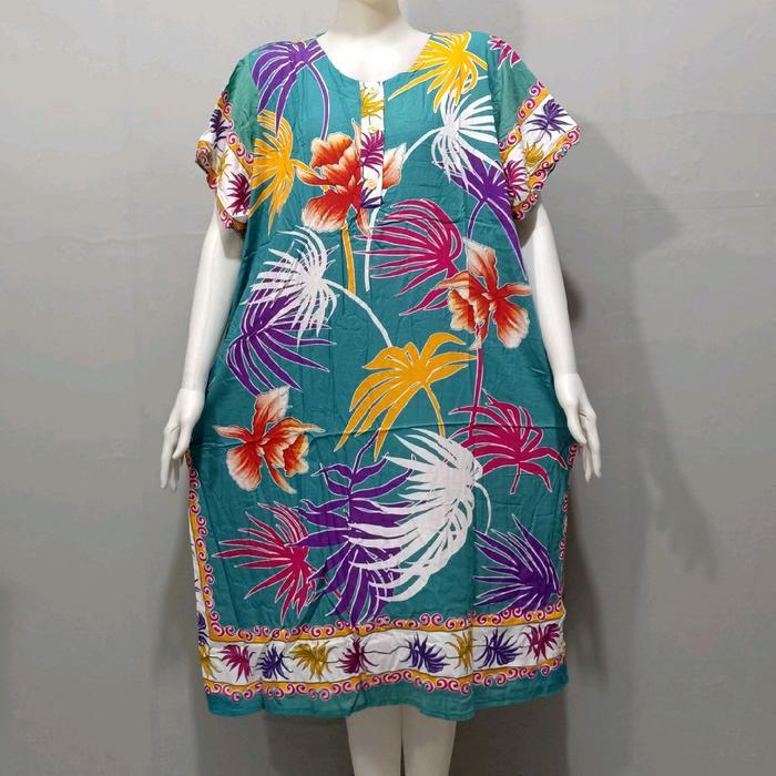 Daster hengky kancing busui LD 130 motif bunga bintang Batik dan putih mekar sari