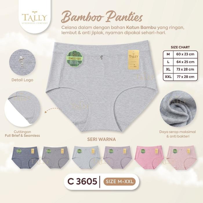 (3PCS) TALLY C3605 CD Celana Dalam Wanita TALLY Katun Bamboo CD TALLY WANITA