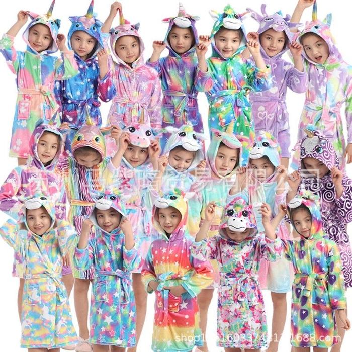 Baju Kostum Piyama Pakaian Baju Kimono Mandi Renang Anak Perempuan Kepala Unicorn Bathrobe Jubah Man