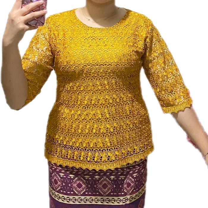 Blus brokat hoki premium Kebaya brokat warna cerah Wanita