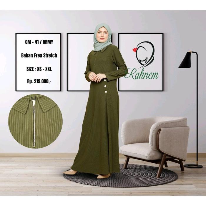 Rahnem GM 41 Army Gamis Terbaru - Ready Ukuran M Tebal