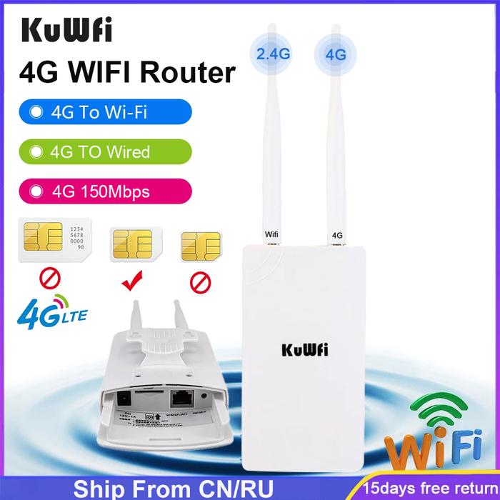 KuWFi Waterproof Outdoor 4G WiFi Router 150Mbps CAT4 LTE Routers