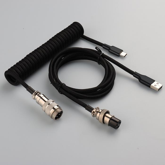 LANO Spiral Usb Keyboard Cable Black Coiled Keyboard Usb Type C Cable