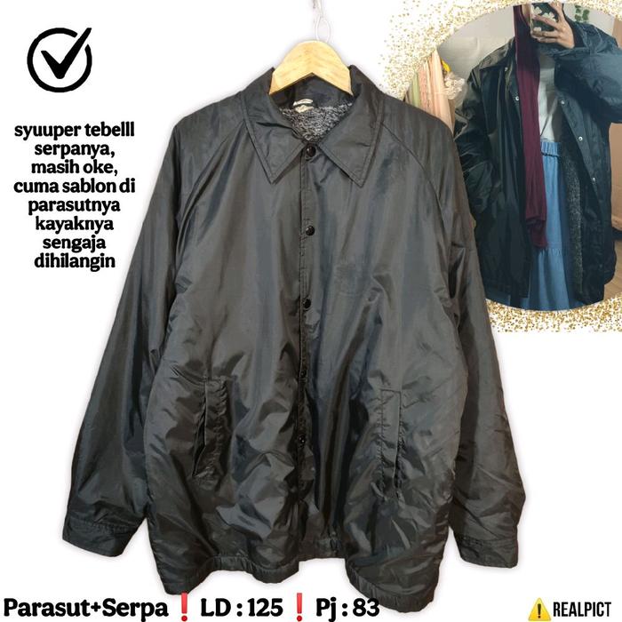 Jaket Casual Serpa Tebal Size XL XXL Jumbo Winter Musim Dingin Jacket Sherpa Bulu Hangat Hitam Black