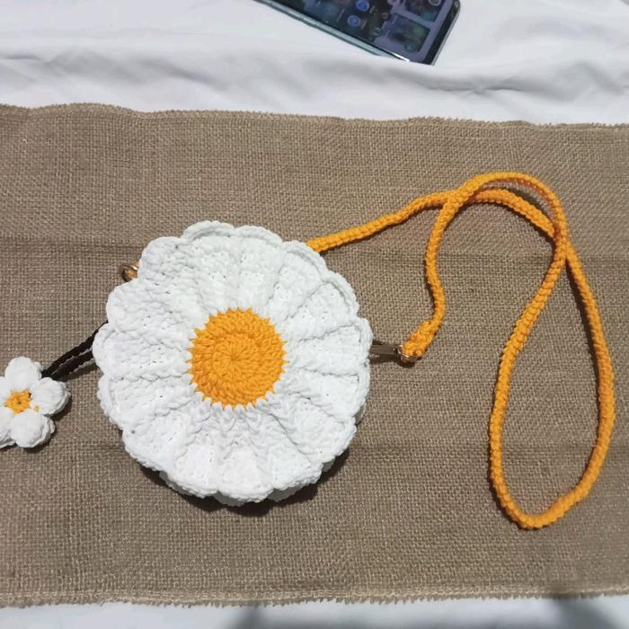 Daisy Bag tas selempang rajut wanita remaja dan anak bentuk bunga daisy