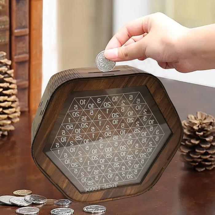 Wooden Money Box Creative Money Storage Box Table Decorative Money