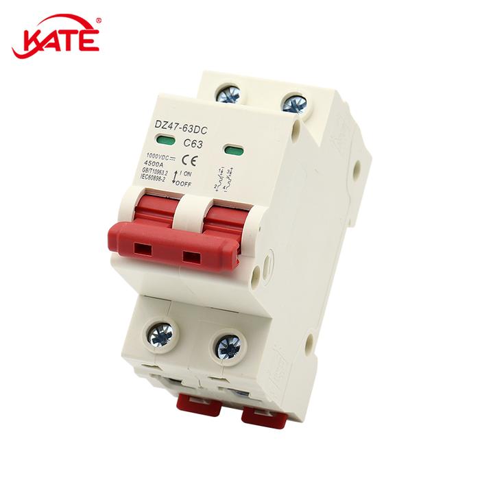 2P DC DZ47-63 1000V Pelindung Kelebihan Beban MCB DIN Rail Pengendali