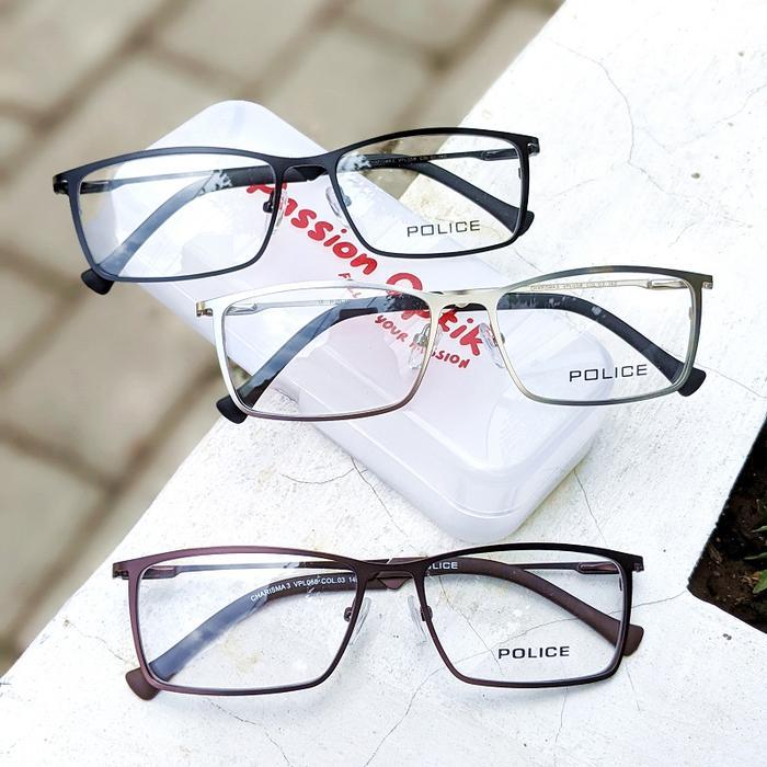 Ready Frame Kacamata Full Titanium Pria Police Charisma 3 Vpl058 Lensa Minus Plus Silinder Baca Anti