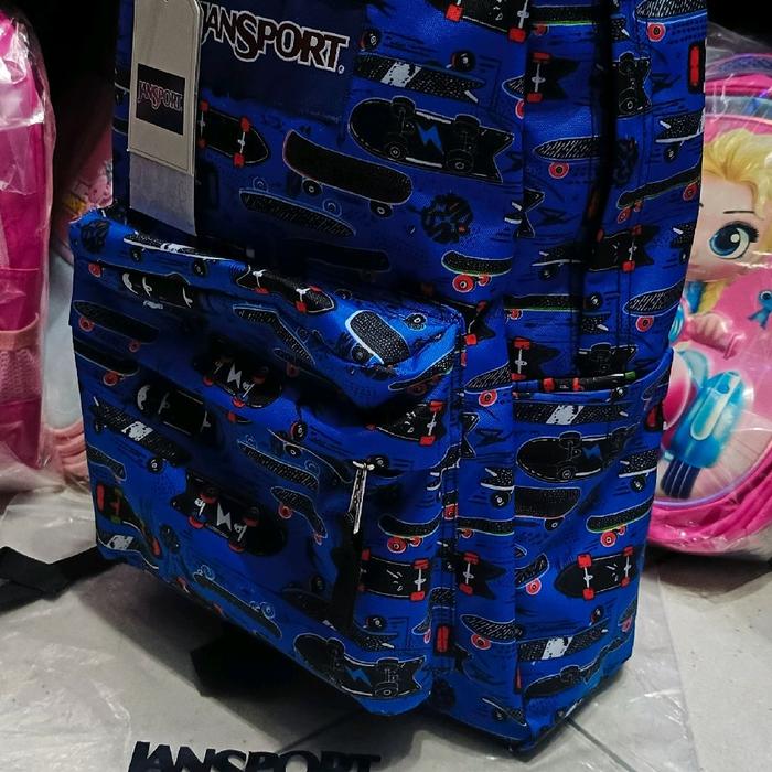 ransel jansport  motif skater biru