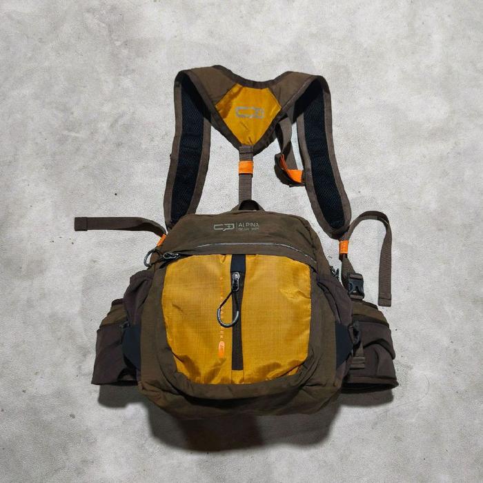Tas punggung bodypakc outdoor hiking gunung alpina kuning coklat bekas