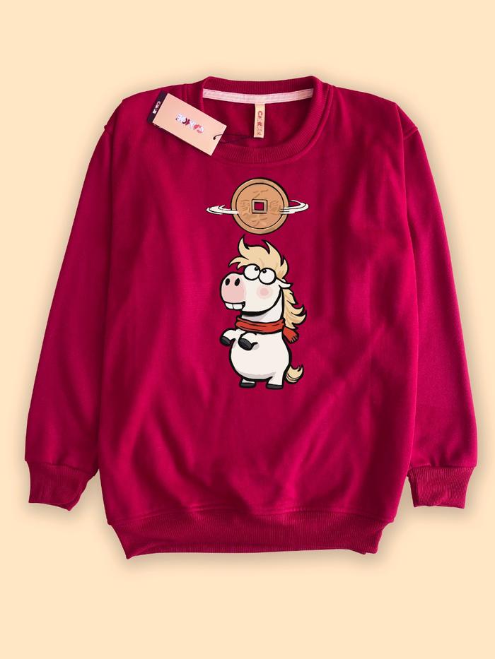 Sweater Sweatshirt Bu2ma Fat Horse coin Kuda Lucu Tahun Baru imlek 2026 Chinese New year