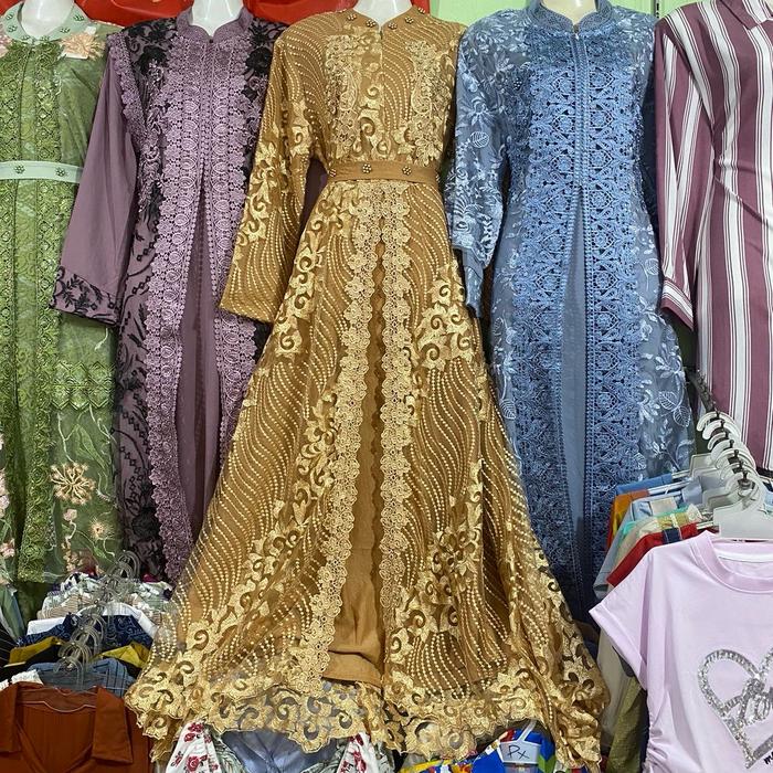 Gamis brokat bangkok import wanita, rompi nyatu