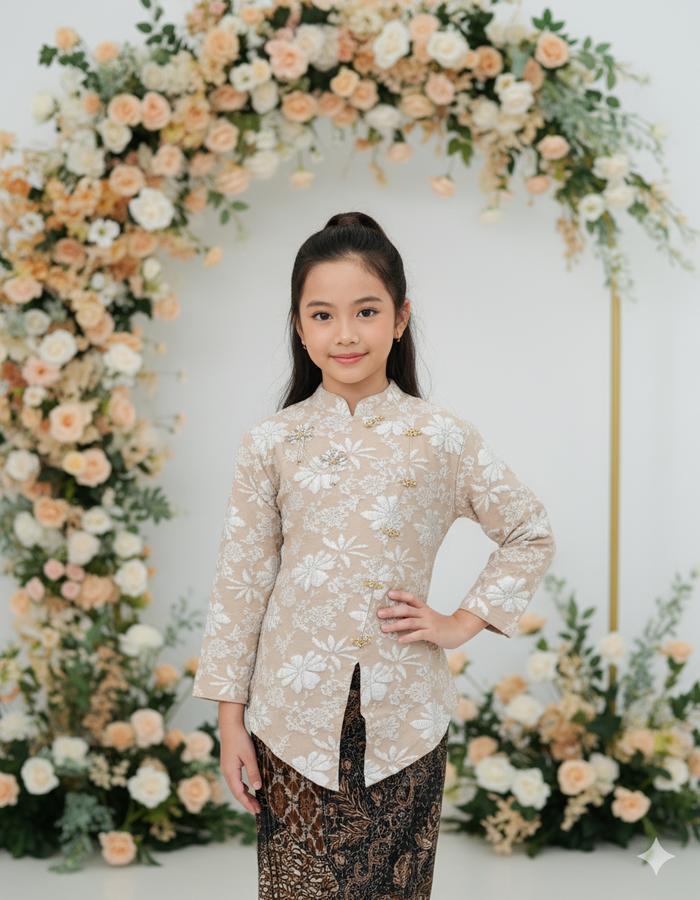 Kebaya Anak Janggan Kretek Jacquard Umur 4-12 Tahun Lengan Panjang Payet & Bros Kebaya Wisuda Anak K