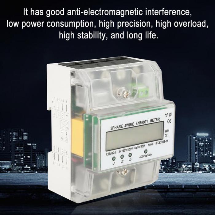 Digital 3-phase 4 Wire DIN-Rail Electric Meter Electronic KWh Meter