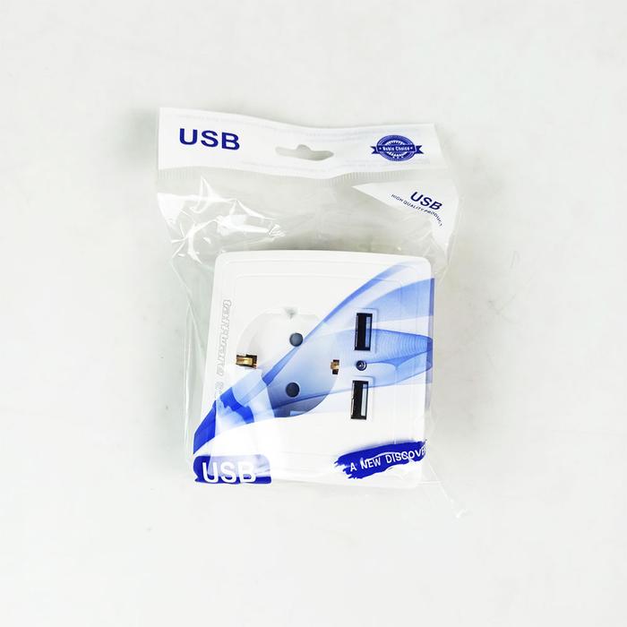 Stop Kontak Dinding EU Plug dengan 2 USB Port - SCN2