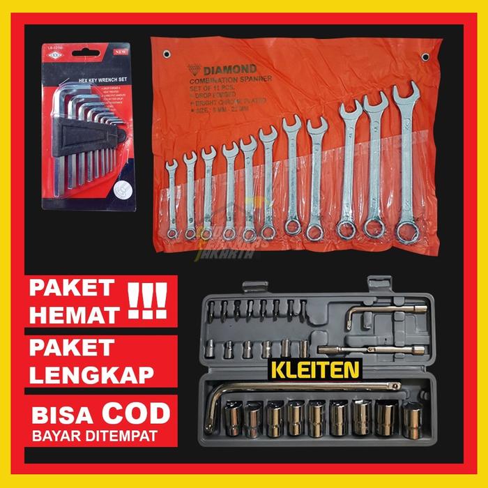 PAKET HEMAT Kunci Shock 27 Pcs , Kunci L & Kunci Ring 11 Pcs