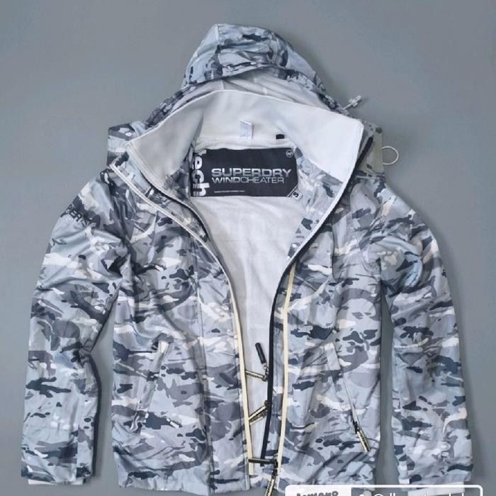 Jaket superdry windcheater camo hoodie