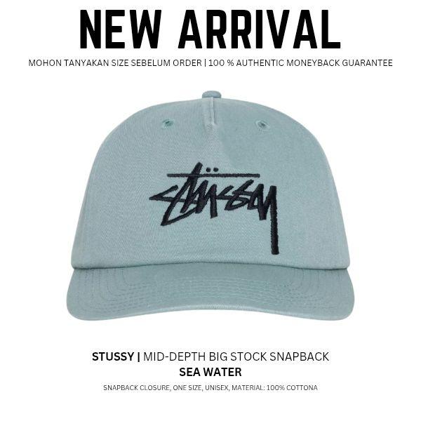 STUSSY | Mid-Depth Big Stock Topi Snapback Original 100%
