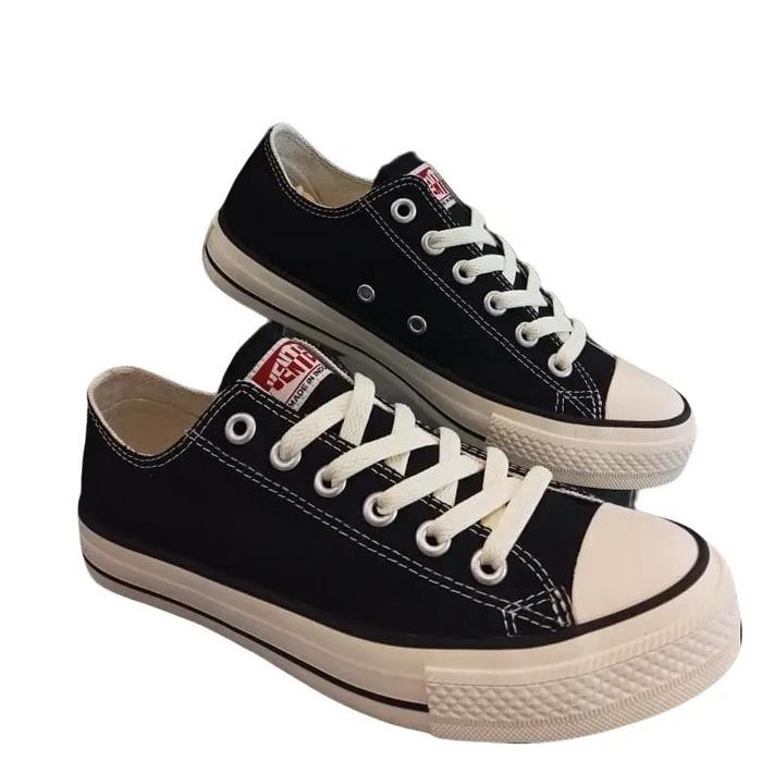 Ventela Sepatu Sekolah Ethnic Low Hitam Putih Tali Nyaman Ukuran 36-43 Lokal Bandung Casual Shoes