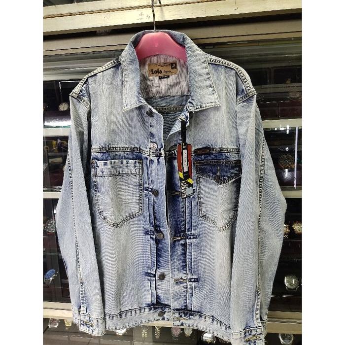 Jaket Lois Pria Original Katun Biru Slimfit