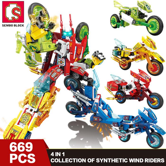 SEMBO 4 IN 1 Deformation Car Building Blocks Transformation Rotots