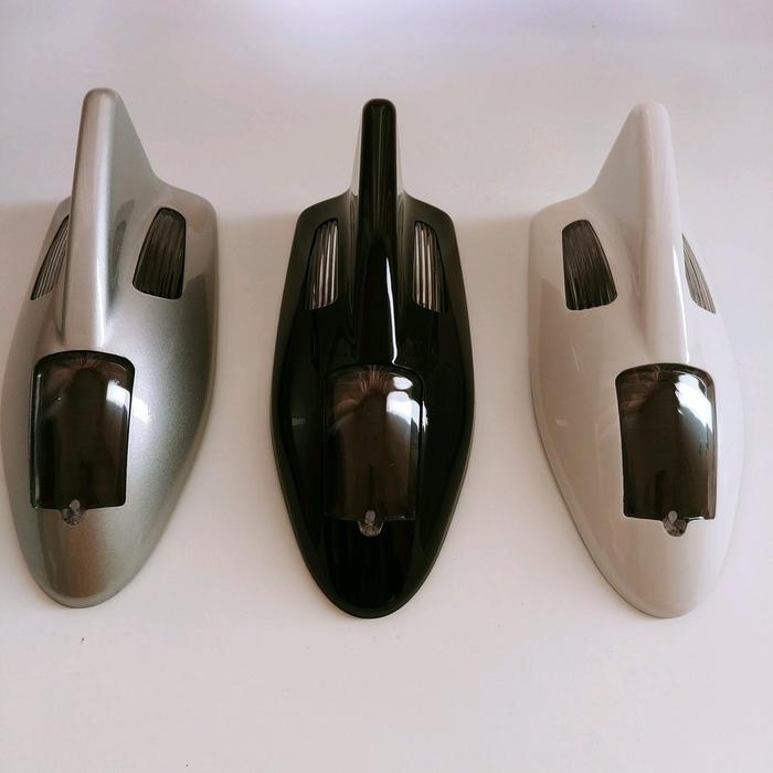 shark fin antena antenna mobil sirip hiu solar cell matahari led lampu putih silver hitam abu