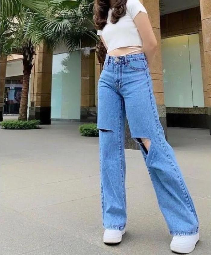 ICP002 Jeans Celah-Celah Wanita Trendi