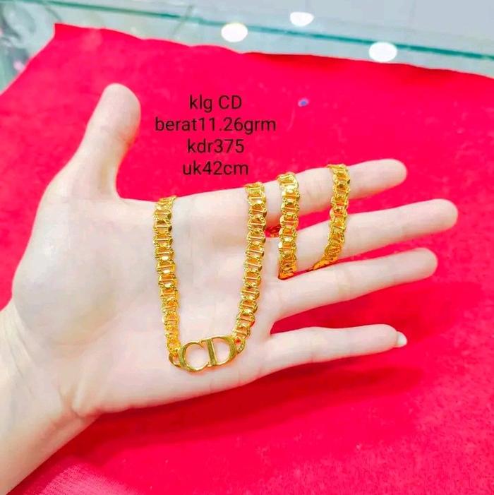 Gelang perak lapis emas rantai CD  emas asli berat 1GR+