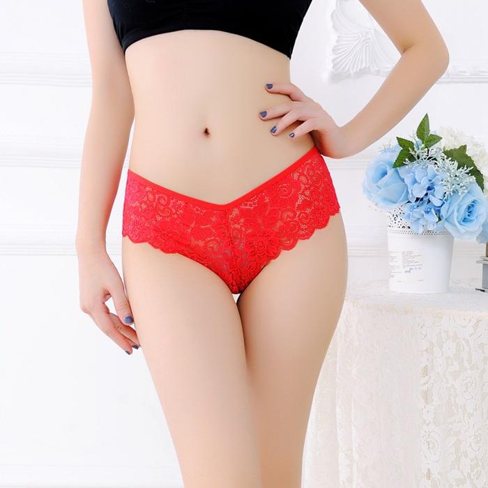 (COD) Celana Dalam Wanita Renda Bunga Seksi V-back Cross Tali Low Waist Thong 3C151