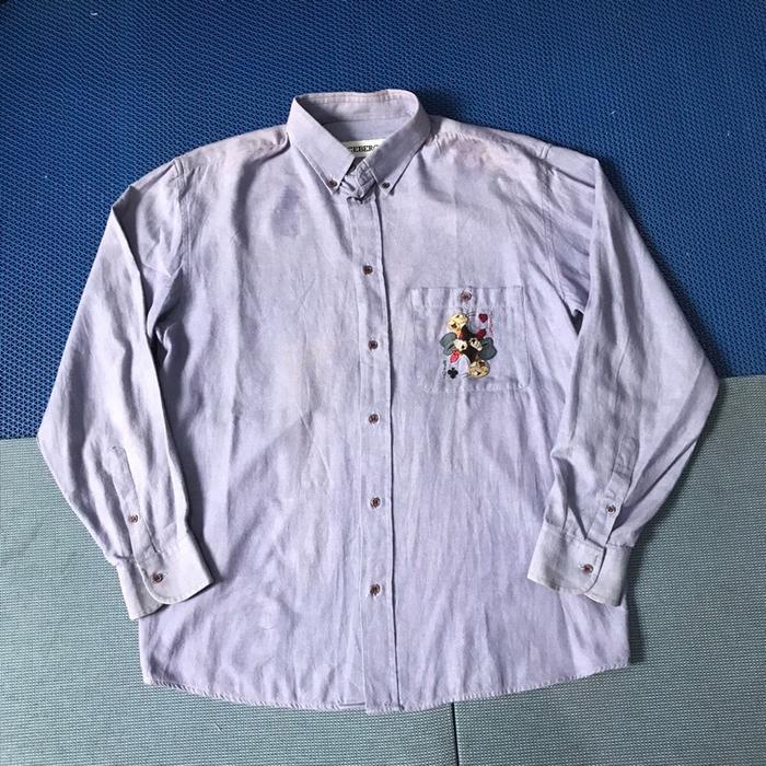 Vintage Iceberg italy Blue Oxford Shirt Chambray  Long sleeves shirt  Made in Italy  Size L  Pxl : 7