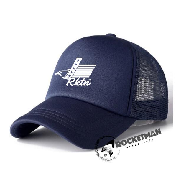 Rocketman - Topi Jaring Burung Rocketman Text Putih Keren Pria Wanita Cocok untuk Aktivitas Sehari-h