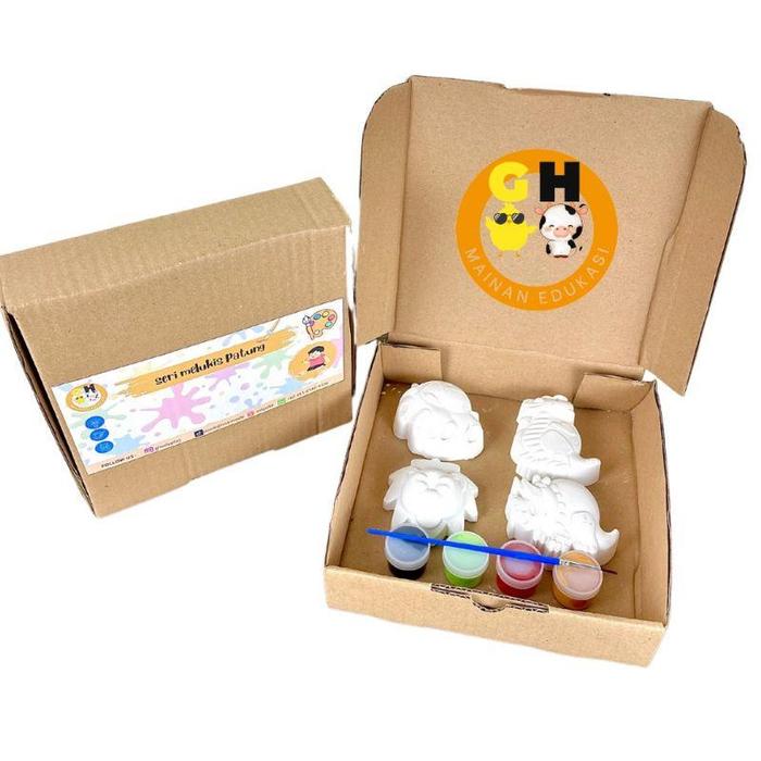 Set Melukis Gypsum Patung Lukis Painting Kit Akrilik Acrylic Mewarnai Patung Gipsum Coloring