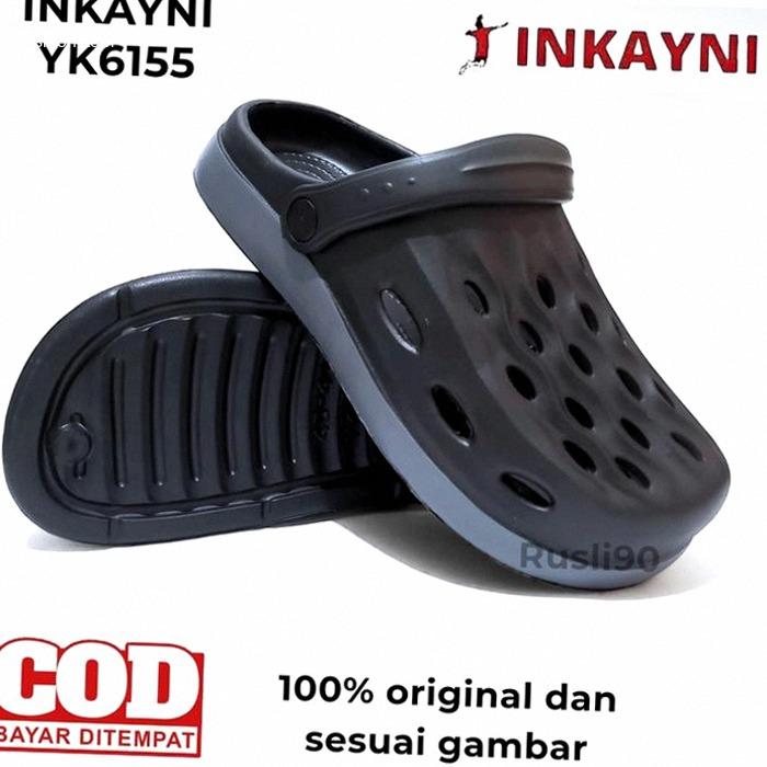 Sandal Kodok Baim 40-45 Jumbo Pria Rubber Lembut Anti Licin Inkayni 6155 - HITAM, 40-41 | Hot Item