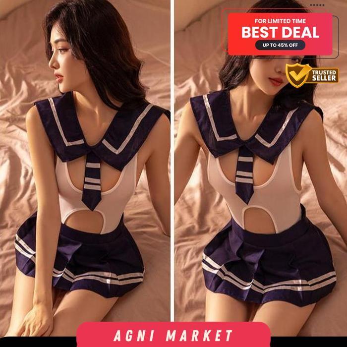 GAYA SEKSI COSPLAY SERAGAM SEKOLAH JUMPSUIT MINI ROK BAJU DINAS MALAM      TERMURAH