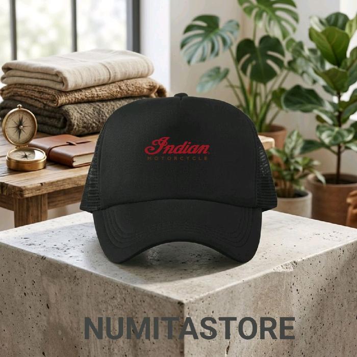 Topi Indian Motorcycle Topi Jaring Custom Indian Motorcycle Topi Hitam Keren