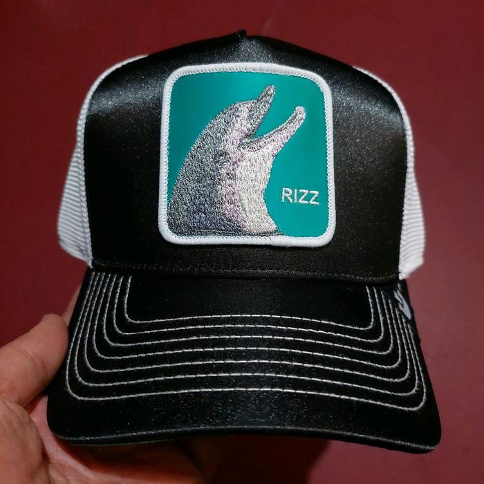 Alpha Topi Trucker Goorin Bross Capsul Rizz Dengan Patch Bordir Ikan Lumba-Lumba Berbahan Satin Pada