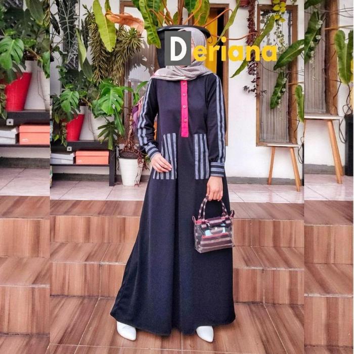 Dress Maxi Muslim Cantik Casual Modern Mewah Wanita By Deriana Project Maylea Dre55 Black Formal Gam