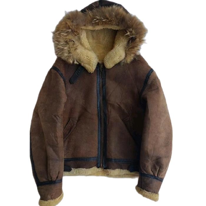 Avirex B3 Hooded Leather Jacket Vintage Bomber Pilot Military Army Jaket Kulit Classic Retro Rugged 