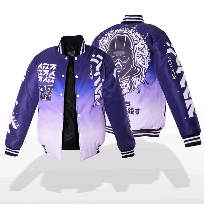 Jaket Varsity Gradasi Hitam& Jaket varsity gradasi Ungu