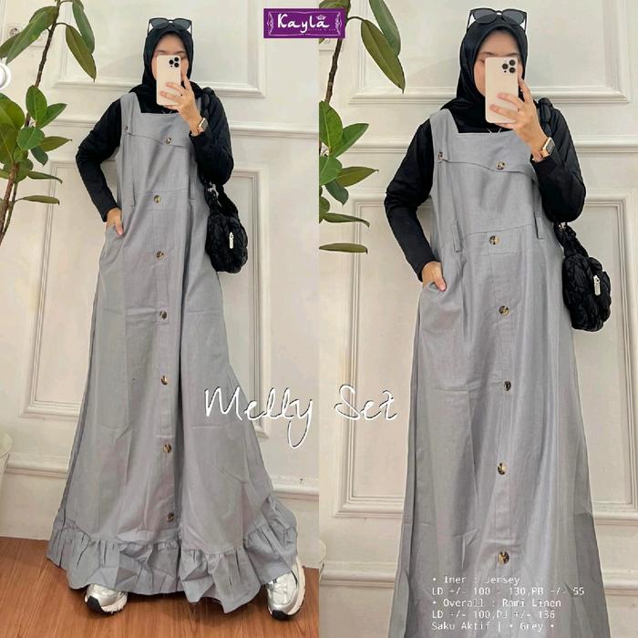 INNER  + OVERAL WANITA BERBAHAN JERSEY DAN RAMI LINEN SAKU AKTIF COCOK UJTUK HANG OUT DAN NGEMALL BA