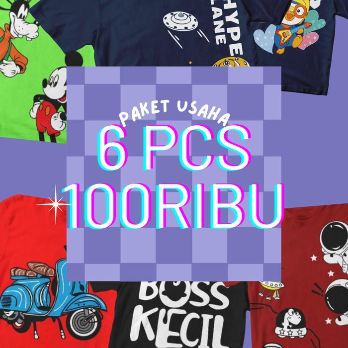 Ready- Paket Hemat Usaha Baju Kaos Anak Bahan Katun Lucu Import Premium 1 - 10 Tahun Cotton Kids -Gr