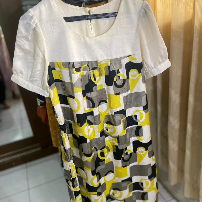 DRESS NOCHI YELLOW Wanita Atasan Baju Motif