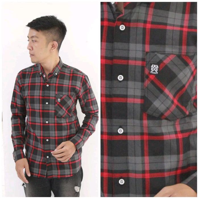 Kemeja Akrilik Byones Lineship Panjang Kotak Kotak Size M L Xl
