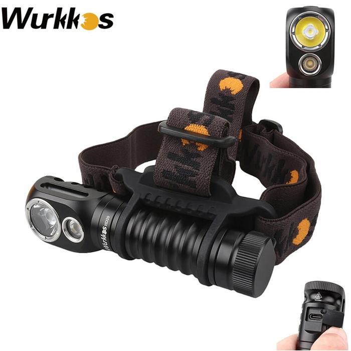 Wurkkos HD20 Headlamp Isi Ulang 21700 Lampu 2000lm Dual LED LH351D